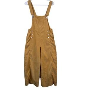 PinkBlush, Maternity Corduroy Overalls in Yellow Wide Leg